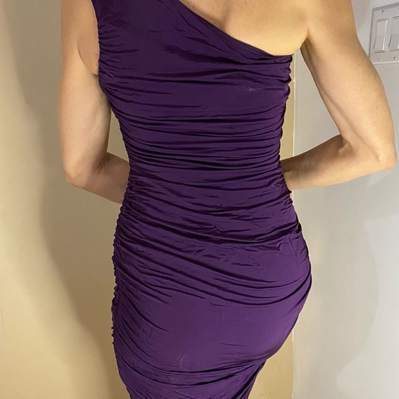 H&M slinky purple dress. One shoulder. - Picture 2 of 4